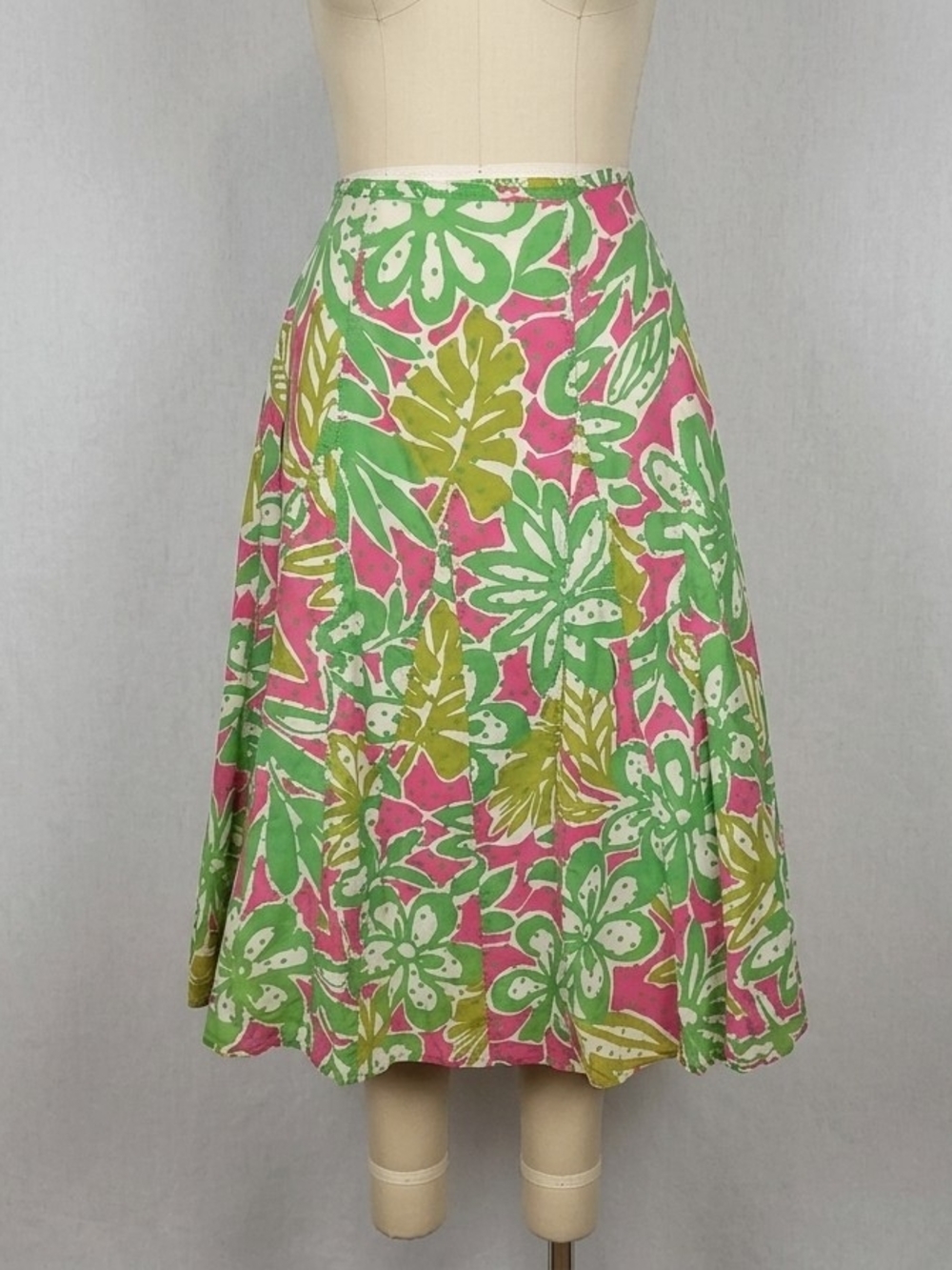 Vintage Designer Collection Tropical Floral Skirt - Bright Pink & Green Skirt